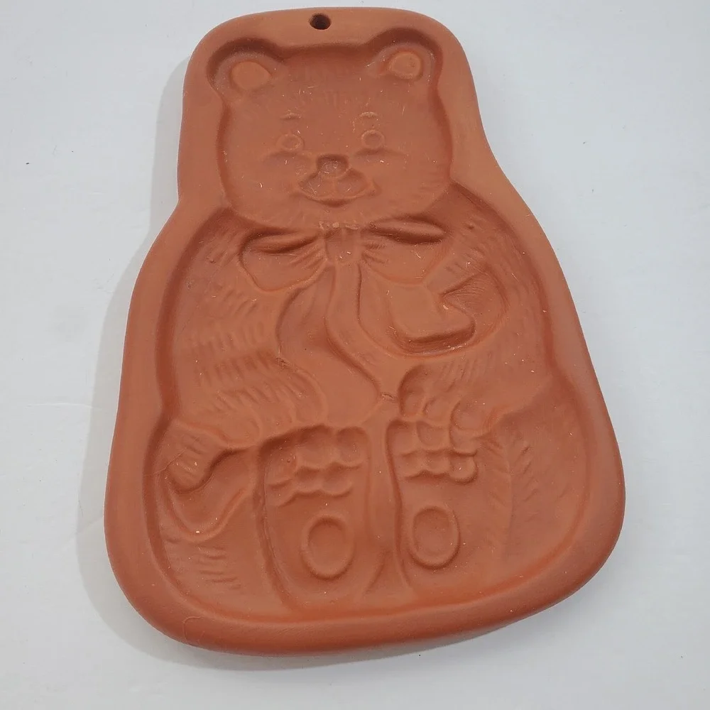 Vintage Terracotta Clay Teddy Bear Cookie Chocolate Mold 7 inch Tall